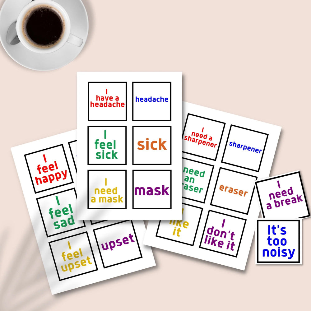 180 Colorful Printable Communication Cards - KY designX