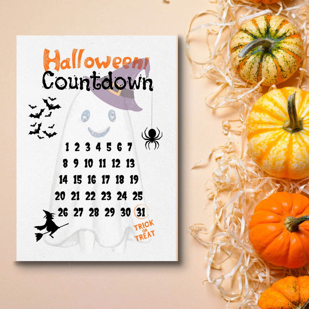 Halloween Countdown Calendar - Resell with MRR  in a frame with some halloween decor