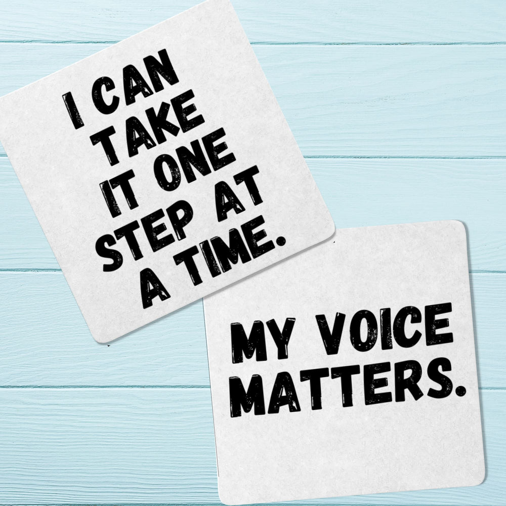 Printable Affirmation & Mindfulness Cards for Kids, Teens & Adults on a blue background