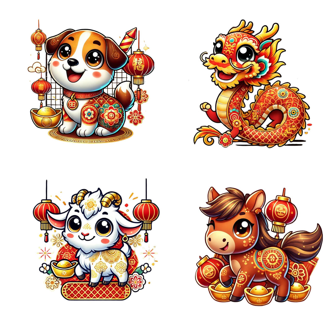 four cute cny clipart animals