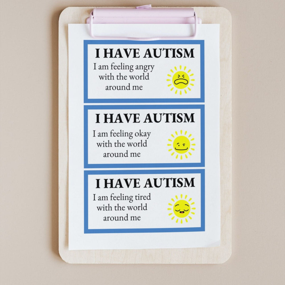 Autism Printable Medical ID and feelins Card - KY designX