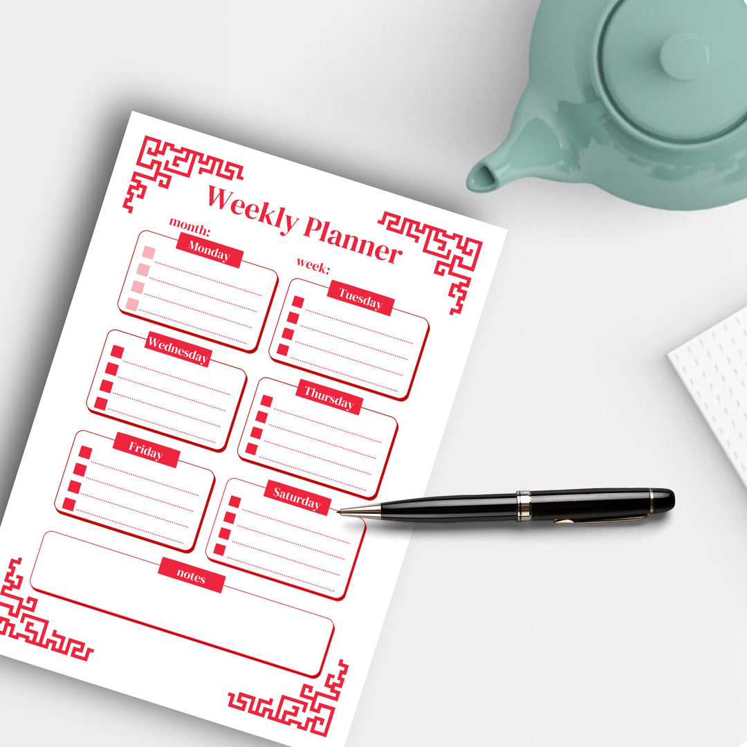 Chinese-themed printable planner - KY designX