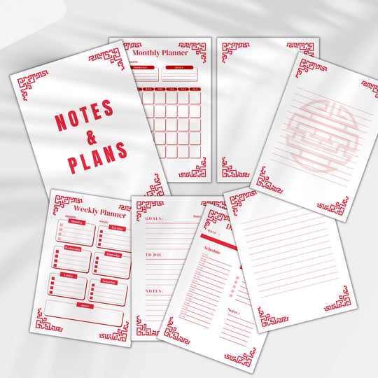 Chinese-themed printable planner - KY designX