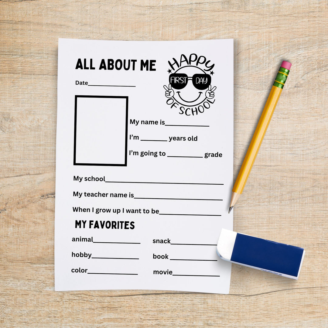 First Day of School Printable Worksheet - KY designX