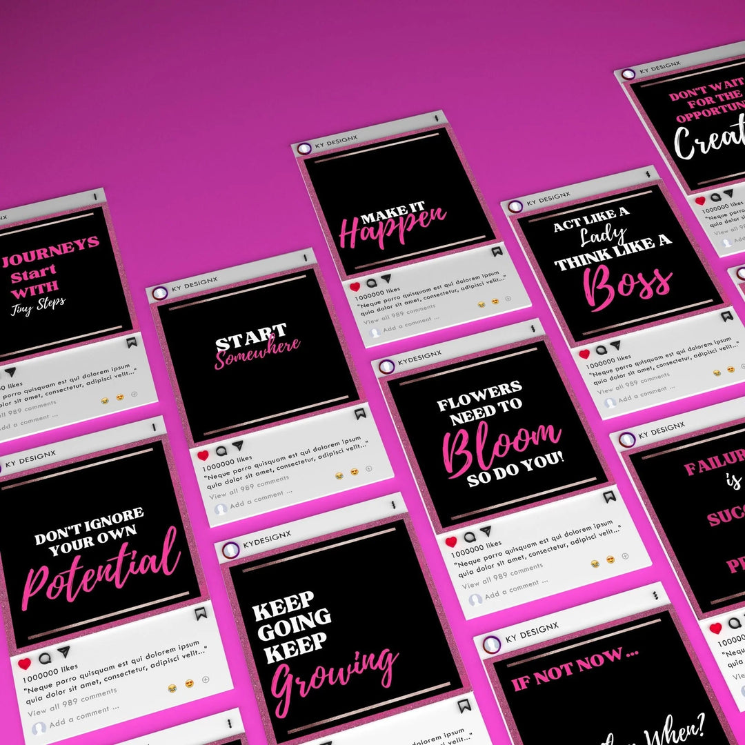 free 100 Black Pink Editable Instagram Templates - KY designX