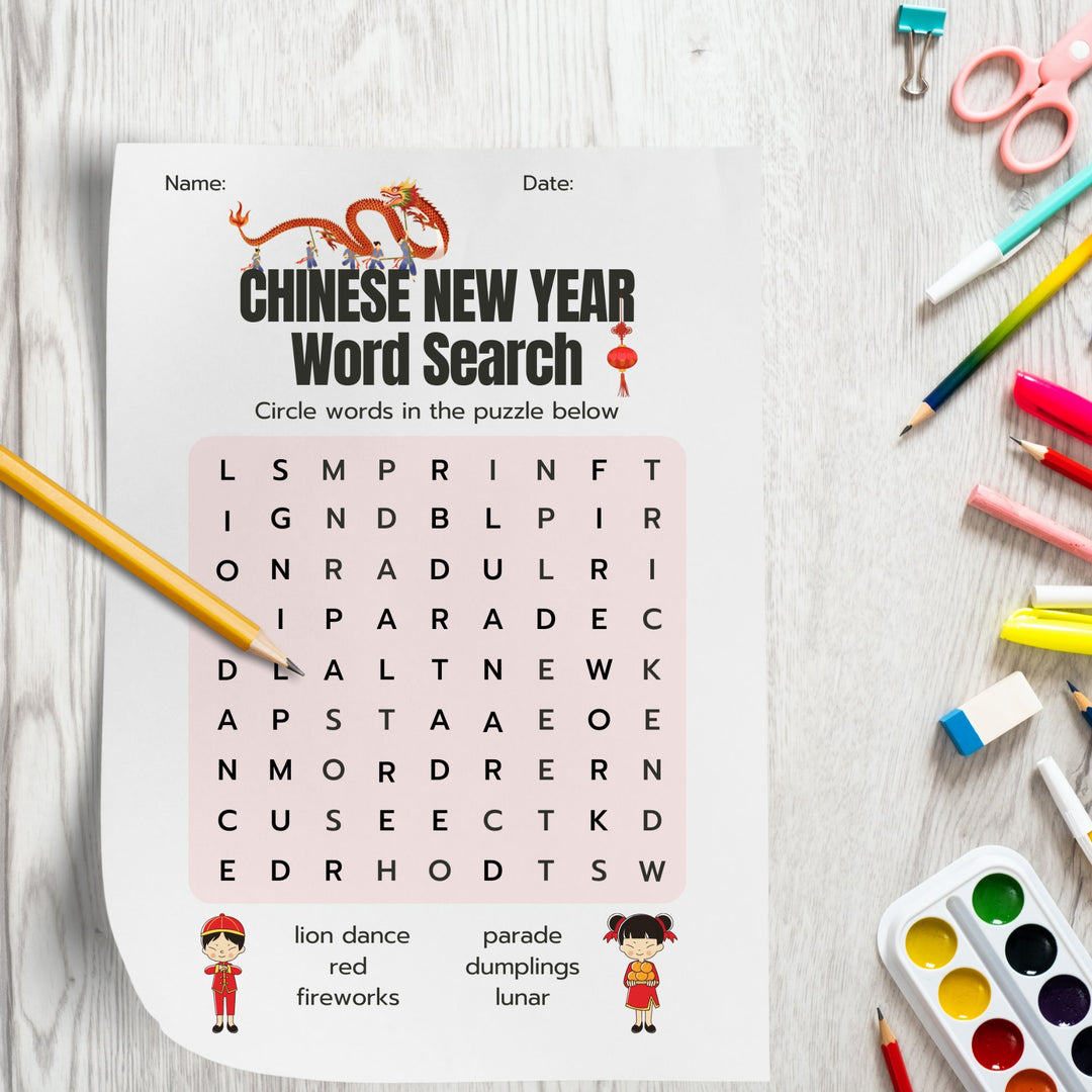 Free Chinese New Year Printable Word search - KY designX