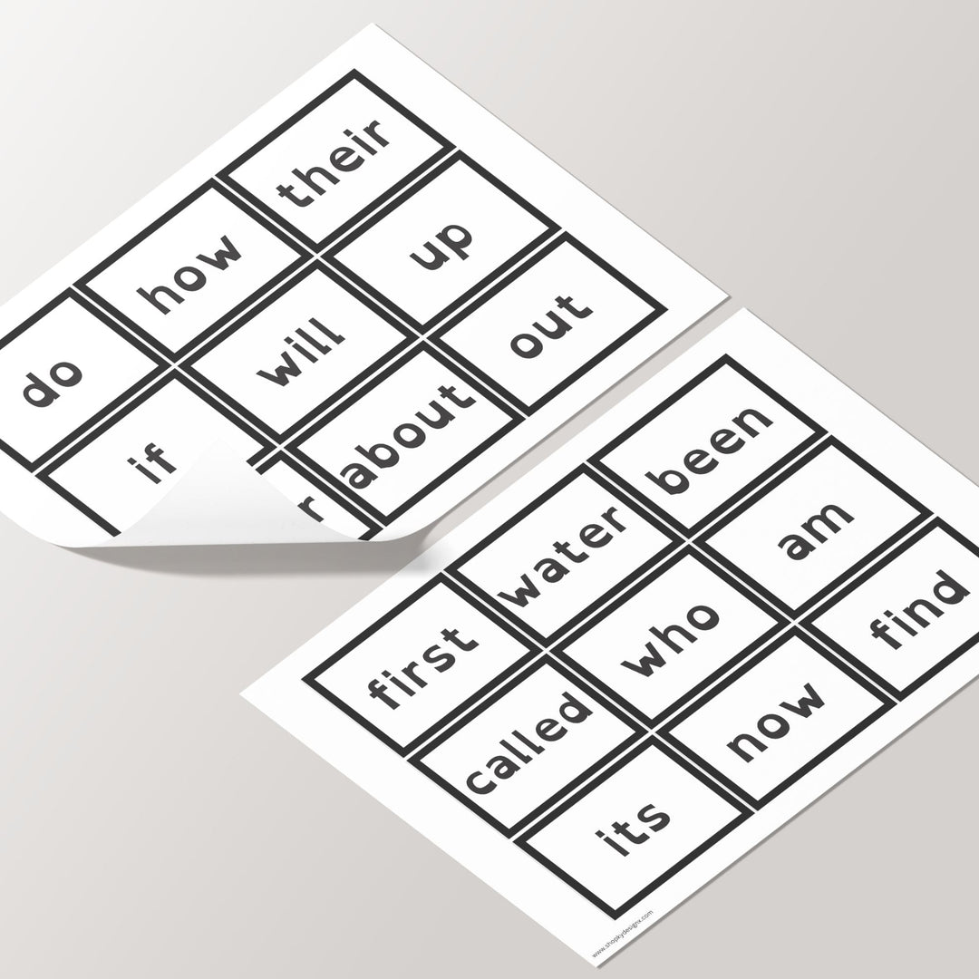 Free High Frequency Flash Cards Dyslexia Learners - KY designX