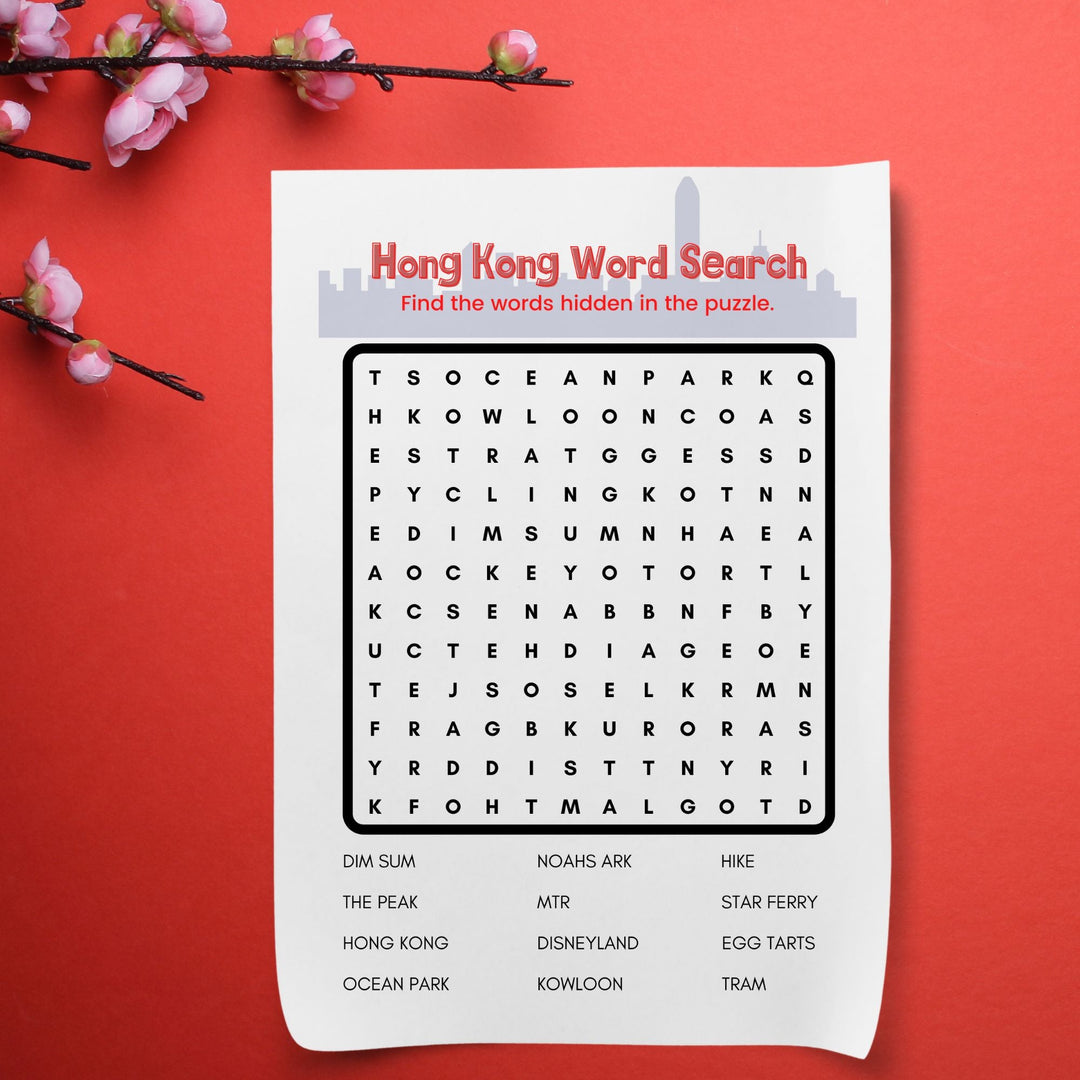 Free Hong Kong Word Search - KY designX