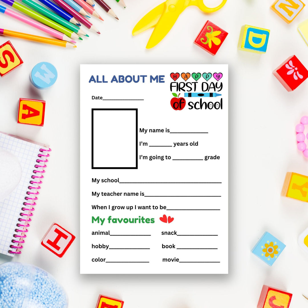 Free Printable First Day of School Worksheet - KY designX