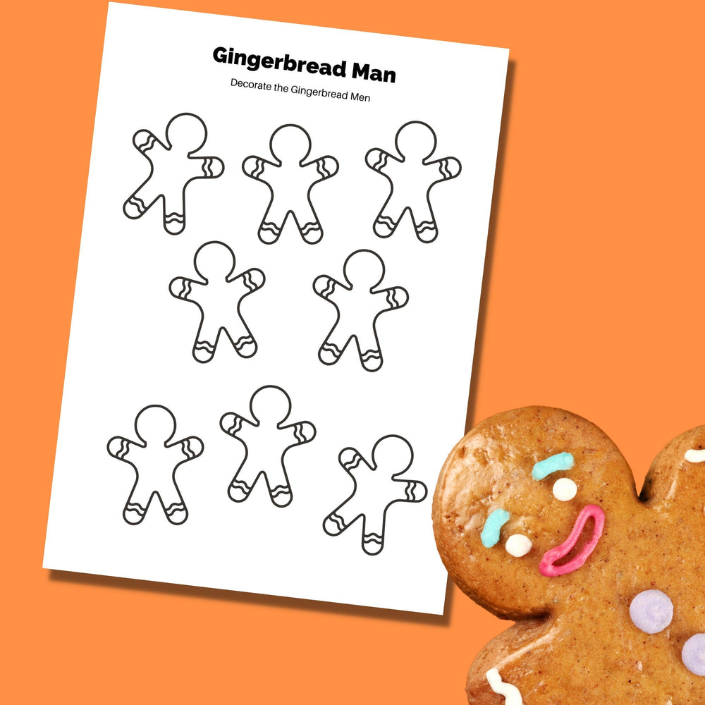 Free printable GINGERBREAD MAN/WOMAN WORKSHEET - KY designX