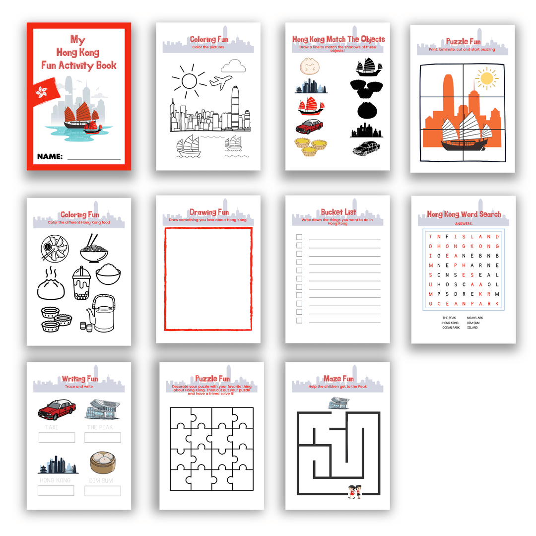 Hong Kong printable activity book - KY designX