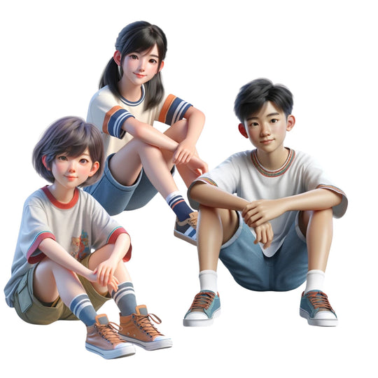 Kids 3D Clipart Chinese Asian - KY designX