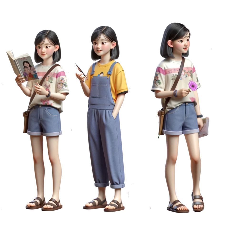 Kids 3D Clipart Chinese Asian - KY designX