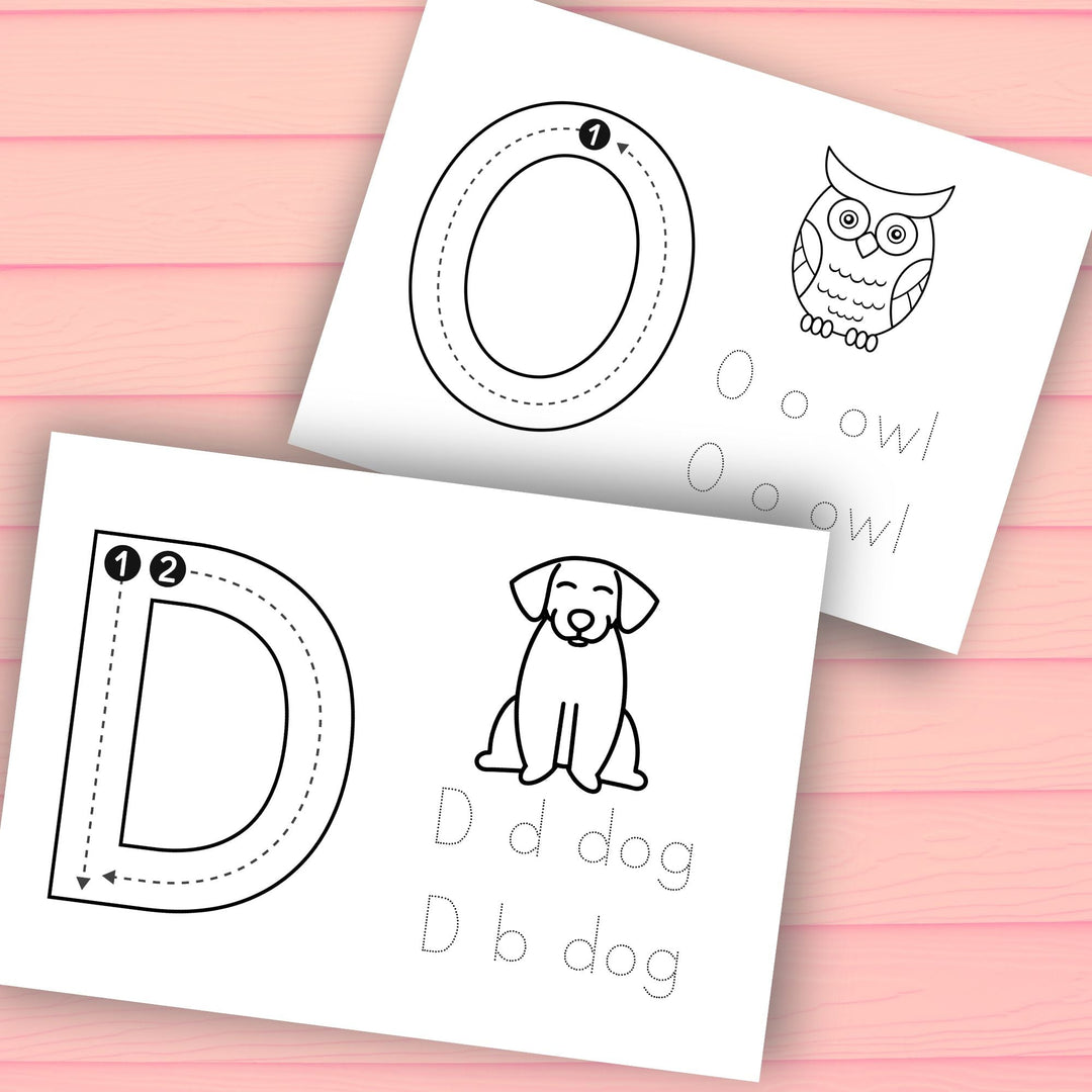 Printable Alphabet tracing and coloring worksheets for fine motor development - KY designX
