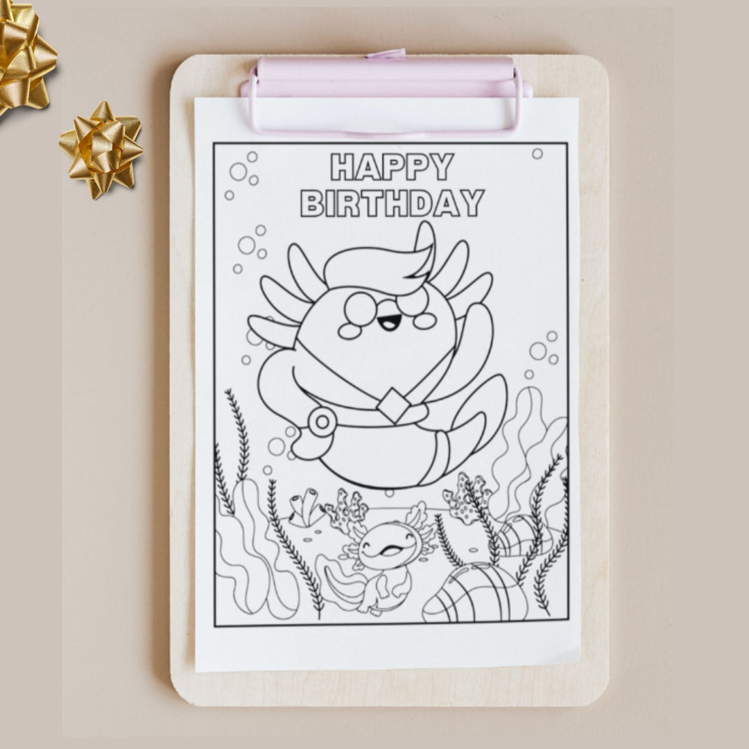 Printable Axolotl DIY birthday card - KY designX