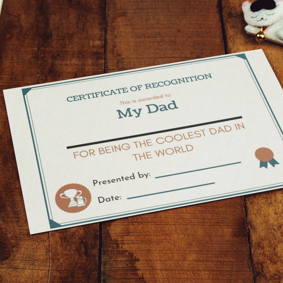 Printable certificate for special dad and daddy - KY designX