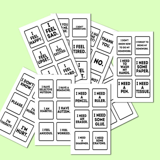 Printable communication Cards for students - KY designX