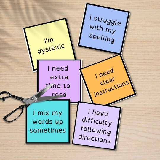 Printable dyslexic awareness cards - KY designX