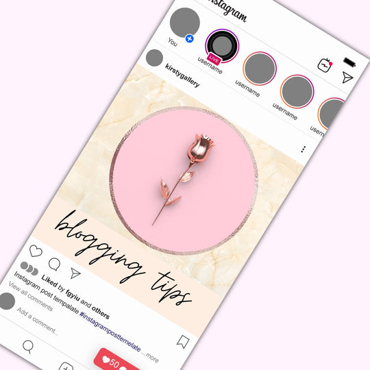 Rose gold and marble Instagram Templates - KY designX