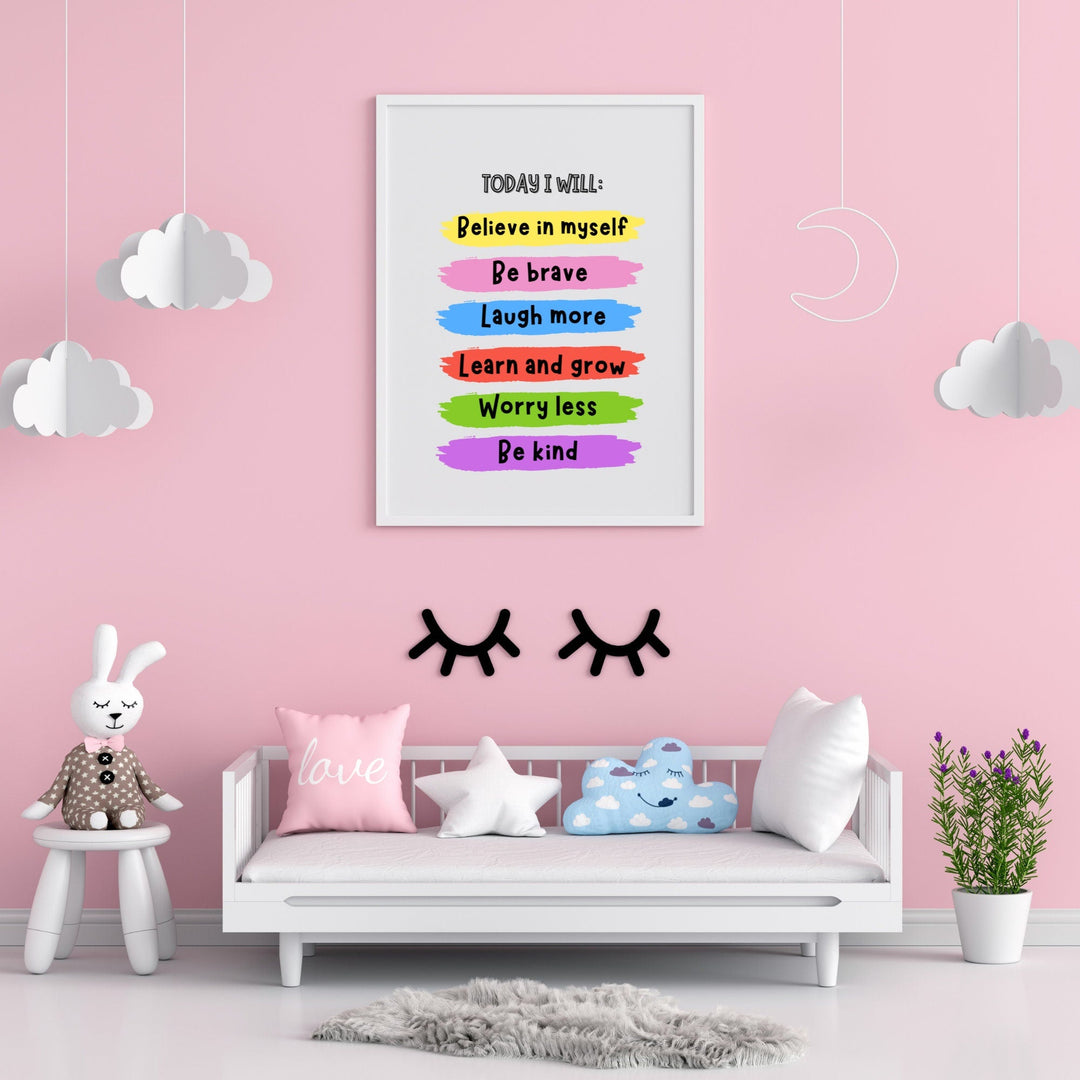 Today I Will Affirmations Printable Wall Art - KY designX