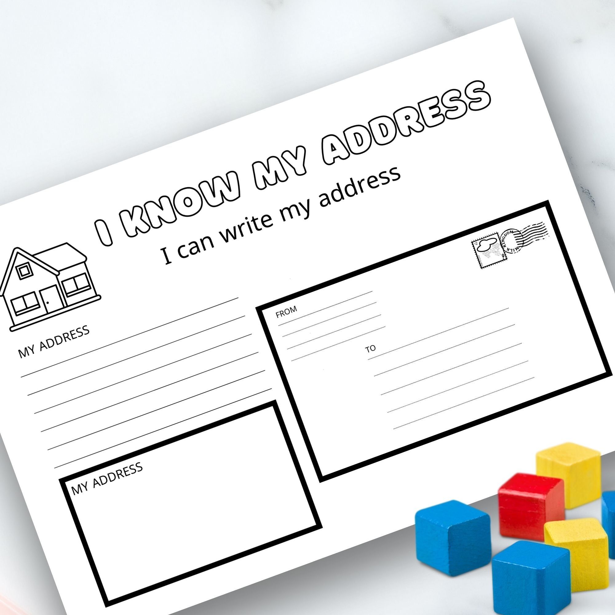 Writing my address worksheet for Children - KY designX